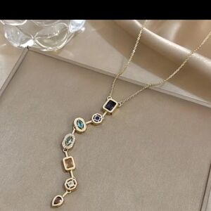 Gold Necklace with Multi-Colored Stones